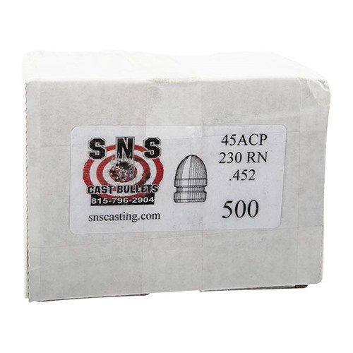 SNS ROUND NOSE .45 Caliber bullets offer exceptional accuracy with a 92% lead alloy and polymer coating, ensuring consistent performance at an economical price.