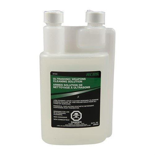 RCBS Ultrasonic Case Cleaner offers 3L capacity, 60W transducer, and 100W heater for deep cleaning brass, including primer pockets, with a 32oz solution making 10 gallons.