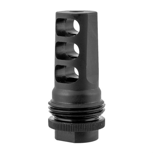 AR-15 ASR Muzzle Brake 5.56 reduces recoil and muzzle climb with its 3-port design, offering easy one-hand attachment/detachment for various ASR systems.