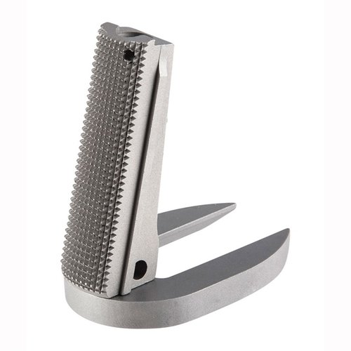 Upgrade your 1911 with Fusion Firearms' Checkered Mainspring housing MagWell, crafted from premium stainless steel for durability and enhanced grip.