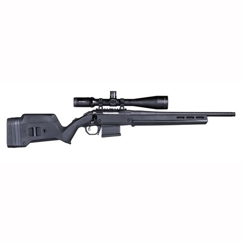 Magpul's Hunter American Stock for Ruger American SA offers a drop-in design, adjustable length of pull, M-LOK compatibility, and reinforced construction.