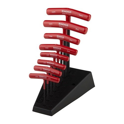 Sada T-HANDLE HEX TOOL SET od BONDHUS obsahuje 8 kusů s ergonomickým designem, solidními ocelovými rukojeťmi a efektivním spojením rukojeti s čepelí.