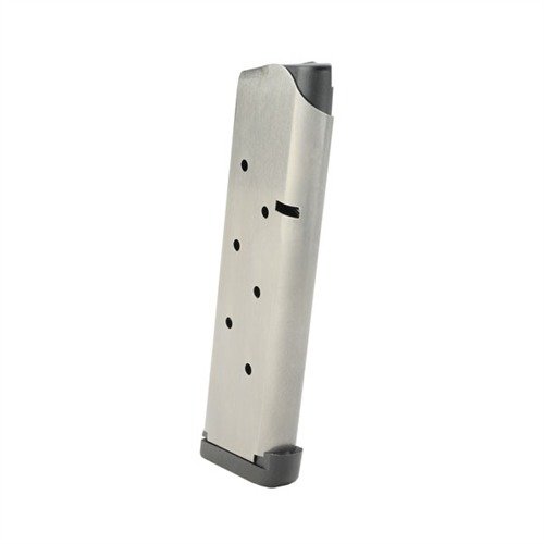 Les Baer 1911 45ACP Premium Magazines ensure flawless feeding with a polished stainless steel body, self-lubricating follower, and easy-to-clean base pad.
