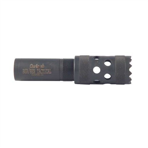 Tactical choke tube for Beretta/Benelli 12 gauge offers wide shot patterns, serrated tip for forced entry, and reduced recoil with easy installation.