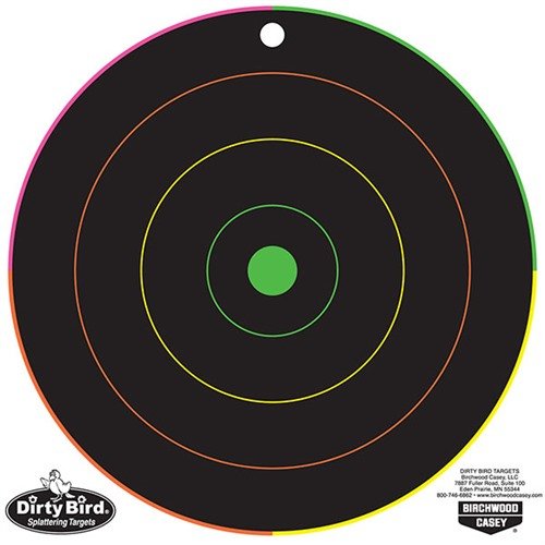 DIRTY BIRD TARGETS feature multi-color splatter for easy impact visibility, with 20 weather-proof 8" targets ensuring precise shooting without running downrange.