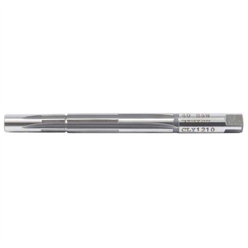 Precision Clymer Pistol Chambering Reamers in M-7 High-Speed Steel ensure accurate chambers for .40 S&W, offering durability and professional quality for gunsmiths.