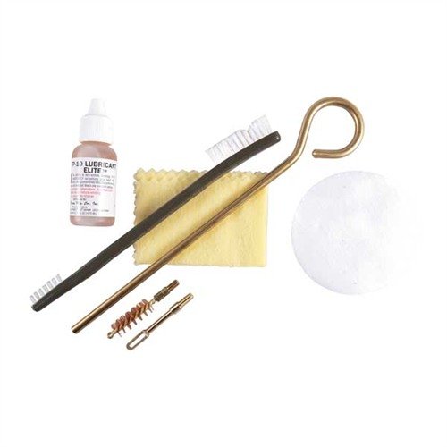 Dewey's MIL/LE Pistol Cleaning Kit offers essential tools for 9mm/.357/.38 pistols, including a brass cleaning rod, bore brush, and Shooter's Choice FP-10.