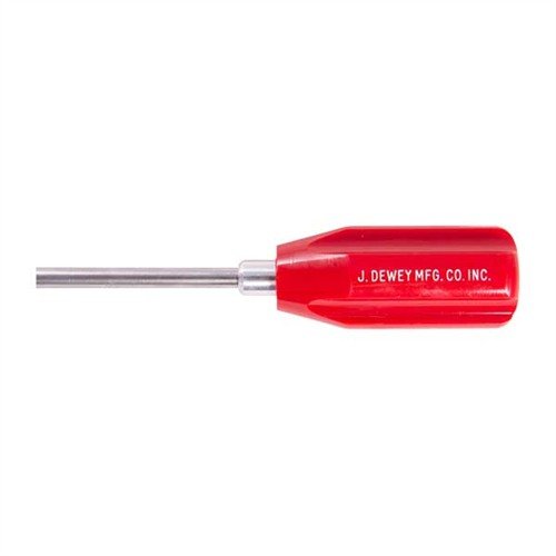 DEWEY 25-HDS Rods are tough stainless steel, preventing debris from embedding, featuring ball bearing handles and a universal brass patch loop for easy cleaning.