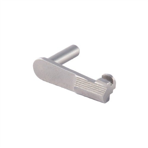 Precision-machined from hardened steel, this heavy-duty slide stop ensures secure lockup, prevents slop, and offers custom fitting with standard or oversized pins.