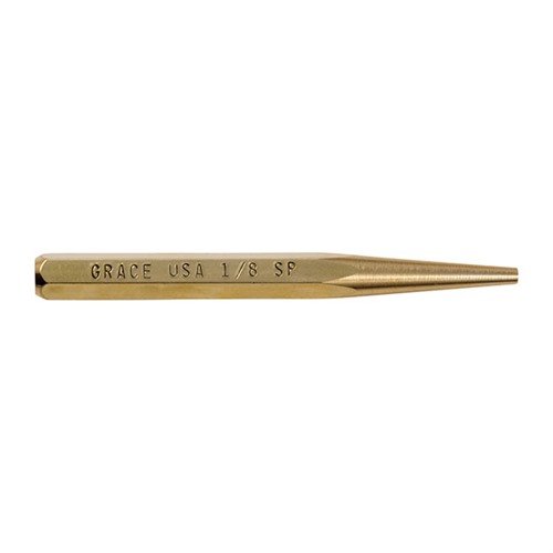 Precision-machined brass starter punches prevent surface damage, ideal for drifting sights and driving pins. Includes 4 sizes and a storage pouch for convenience.