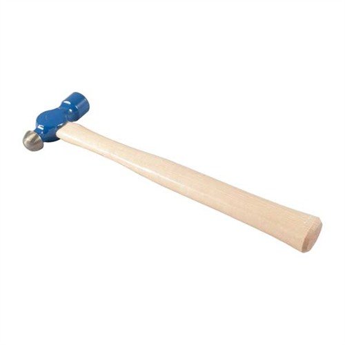 GUNSMITH'S BALLPEEN HAMMER features solid brass construction, a hardened steel ballpeen end, and an ergonomic hickory handle for precision and comfort.