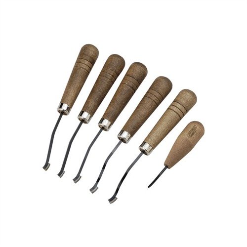 CAMP PERRY CHECKERING SET offers smooth cutting with spring-pinned heads, enabling precision checkering from layout to finish, suitable for all wood types.