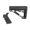 Hogue's AR-15 kit features a finger grooved rubber grip for comfort and control, plus a collapsible buttstock with anti-rattle fit and multiple mounting options.