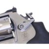Oversized extended cylinder release latch from HOGUE allows quick unlocking without grip repositioning, enhancing reload speed and leverage for competition.