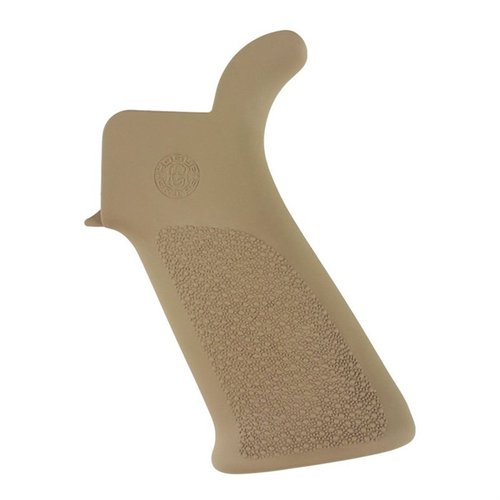 Hogue's Overmolded Rubber Beavertail Grip offers a comfortable, non-slip Cobblestone texture, cushioning recoil and ensuring durability for AR-15/M16 rifles.