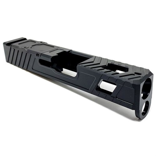 V4 Slide for Glock 26 Gen 3/4 offers durable 17-4 stainless steel, RMR compatibility, enhanced manipulation, and corrosion-resistant QPQ Nitride finish.