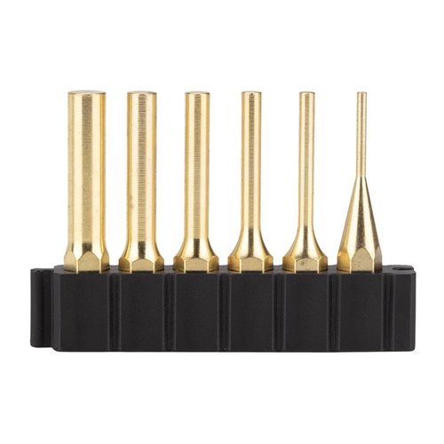 Set of 6 Brass Pin Punches compatible with Fix It Sticks System; magnetic driver-ready, precision machined from solid bar stock in sizes 1/16" to 1/4".