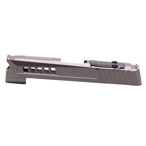AXIOM SLIDE for SIG P365XL is a US-made, fully finished replacement, crafted from 17-4ph steel, with RMR cut for various optics and stylish serrations.