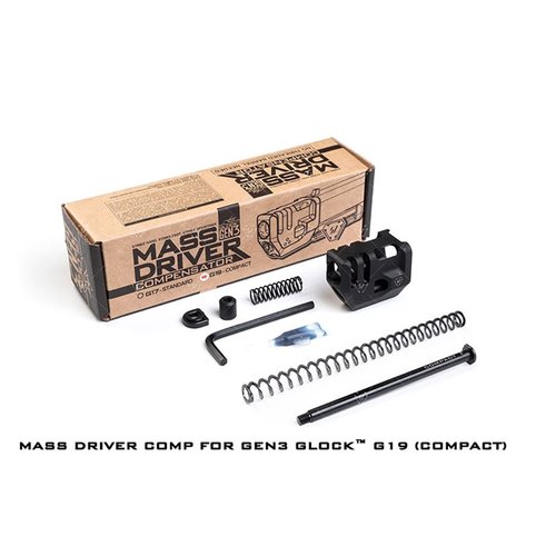 Revolutionary Mass Driver Compensator reduces recoil, fits most GLOCK™ slides, requires no permanent modification, and enhances cycling speed without threaded barrels.
