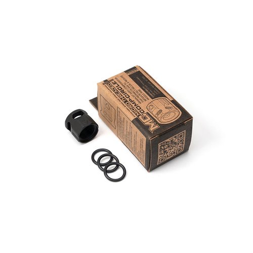 Strike Industries MICRO THREADED COMP CIRCLE offers a lightweight, minimalist design for 1/2"x28 TPI barrels, reducing recoil by 8-15% and fitting most holsters.