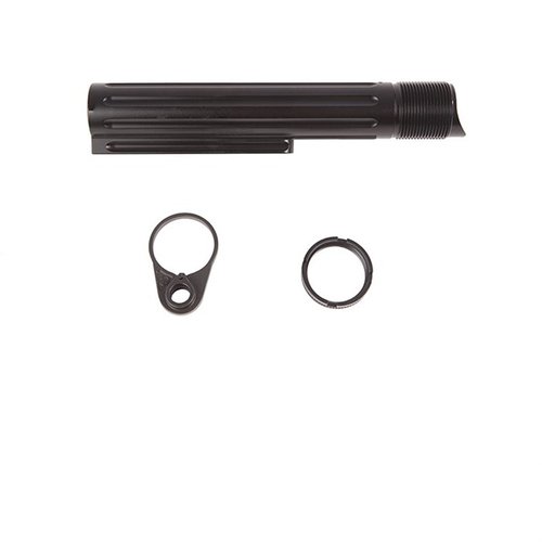 PWS Enhanced Gen 2 Buffer Tube features a Ratchet-Lock design for easy removal, 1oz weight reduction, and an anti-tilt lip for improved reliability.