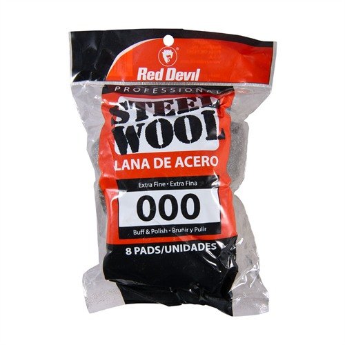MILD STEEL WOOL #000 Extra Fine offers precise abrasive action for various tasks, ensuring high quality and versatility with 8 pads per pack for all your gunsmithing needs.