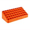 Lyman Bleacher Loading Blocks hold 50 .308 Win. cases, featuring an incline design for easy retrieval, made from durable polymer for efficient reloading.
