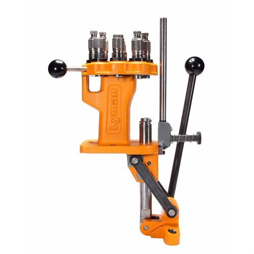 Lyman Brass Smith 8-Station Turret Press offers rugged cast iron construction, 1-inch ram, ergonomic handle, and the largest die-station setup for efficient reloading.