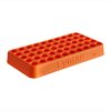 Lyman Custom-Fit Loading Block holds 50 rounds, made from durable polymer, available in sizes from .338 to .615 caliber for versatile cartridge storage.