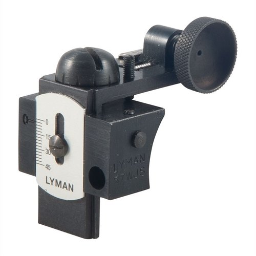 The Lyman Model 57 WJS sight offers rugged precision, quick release, and ¼" adjustments for elevation and windage, fitting popular rifle models.