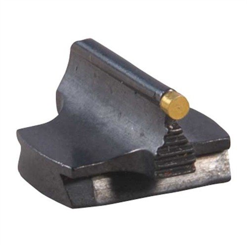 Precision-made steel front sight with a polished blue finish, designed for rifles with dovetail cuts, featuring a graceful contour and various bead options.