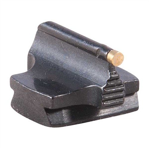 Precision-made steel front sight with a polished blue finish, featuring a contoured design and available in various bead types for enhanced accuracy.