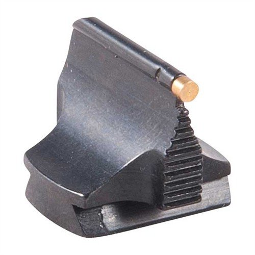 Precision-made steel front sight with a polished blue finish, designed for seamless barrel mounting; available in various bead types for enhanced accuracy.