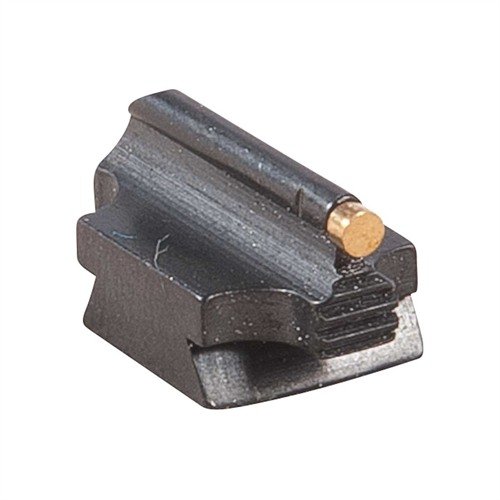Precision-made steel front sight with a polished blue finish, designed for ramp-mounted rifles, ensuring accuracy and a sleek look on any firearm.