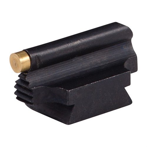Precision-made ramp mounted front sight with a .340" base, featuring a polished steel finish and available in gold or white polymer beads for enhanced visibility.