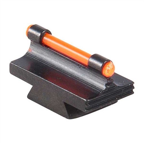 Precision-made steel sights for rifles, featuring a contoured design and GLOW optics in orange or green, perfect for enhanced visibility and accuracy.