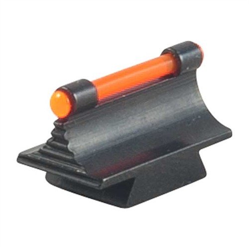 Precision-made RIFLE FIBER OPTIC GLOW 37-MR FRONT SIGHT in steel with a polished blue finish, featuring vibrant orange or green glow for enhanced visibility.