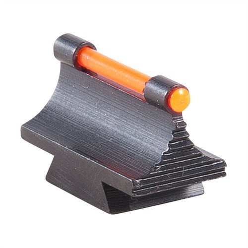Precision-made steel sights with a polished finish, featuring a glow optic rod in orange or green, perfect for enhancing accuracy on your rifle.