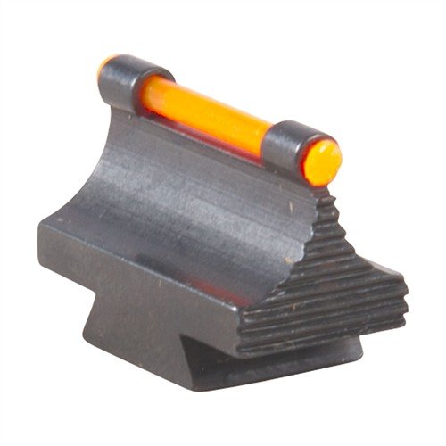 Precision-made steel sights with a polished finish, featuring vibrant orange or green glow optics for enhanced visibility and accuracy on your rifle.