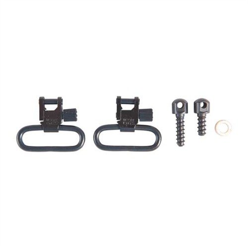 Uncle Mike's 115 RGS Swivel Set offers durable 1" & 1-1/4" loops, ideal for various rifles, ensuring secure attachment and easy handling for shooters.