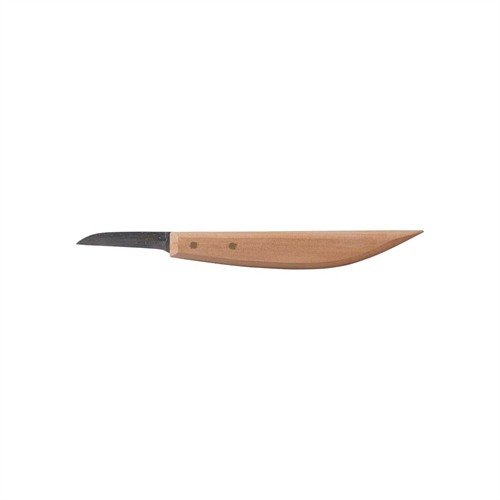 R. MURPHY HAND CARVING KNIFE features a small 1-3/8" straight-edge blade and a slim, contoured wood handle for precise, controlled cutting in your projects.