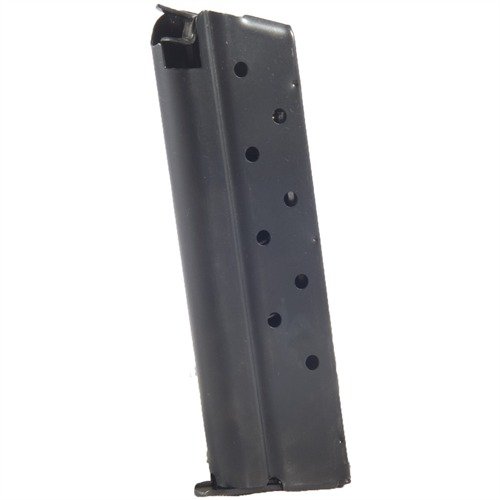 Robust 1911 9MM magazines in blued carbon or stainless steel, featuring reliable feeding, removable base for easy cleaning, and optional increased capacity.