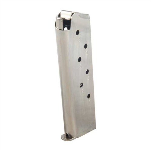 MEC-GAR 1911 45ACP magazines offer expert craftsmanship with durable carbon steel, seamless TIG welds, and a rustproof nickel finish for reliable performance.