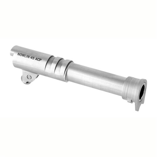 Nowlin's 45ACP S/S 1911 pre-fit match grade barrel offers easy installation, enhanced accuracy, and includes a stainless steel bushing, link, and pin.