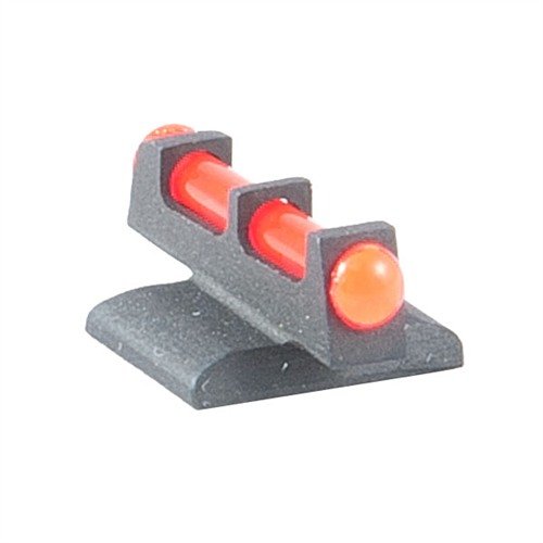FIBER OPTIC FRONT SIGHT in red enhances low-light visibility, fitting Colt 1911 with no machining needed, and allows custom three-dot systems for precision shooting.