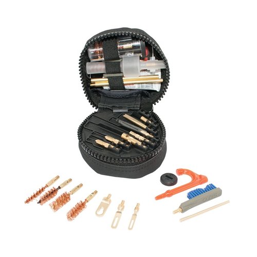 Otis Deluxe LE Cleaning System offers a compact, all-in-one solution for cleaning handguns, featuring essential tools, O85 cleaner, and a durable carrying case.