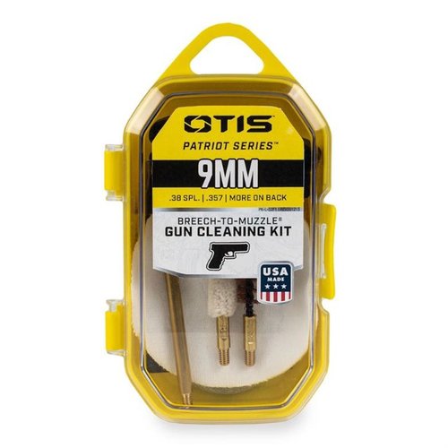 PATRIOT Series Pistol Kit by Otis ensures effective Breech-to-Muzzle® cleaning with 100% cotton patches, versatile brushes, and durable Memory-Flex® cables.