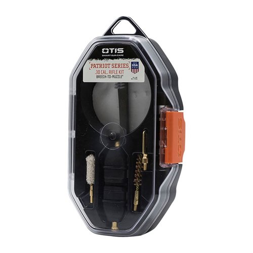 PATRIOT Series Rifle Kit by Otis provides essential Breech-to-Muzzle® cleaning tools for 30 caliber, featuring a versatile T-handle and 4-bit driver.