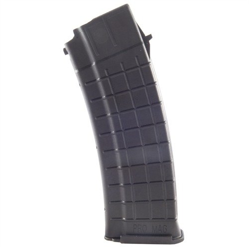 Reliable feeding with a self-lubricating polycarbonate follower and chrome silicon spring; lightweight, rugged polymer body with a textured grip for easy handling.