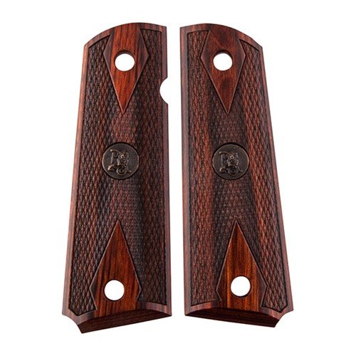 Pachmayr's 1911 American Legend Grips offer clean checkering, a stylish rosewood finish, and fit both Government and Commander models with ambidextrous safeties.